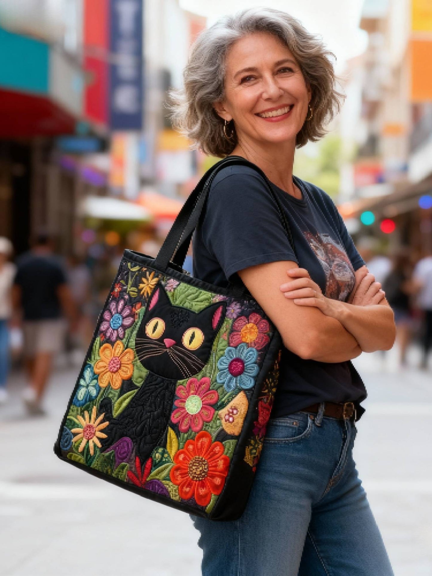 Animal  Cat    Quilted Tote Bag