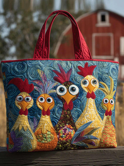 Farmhouse Roosters Quilted Tote Bag