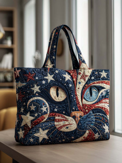 The Patriotic Cat Quilted Tote Bag