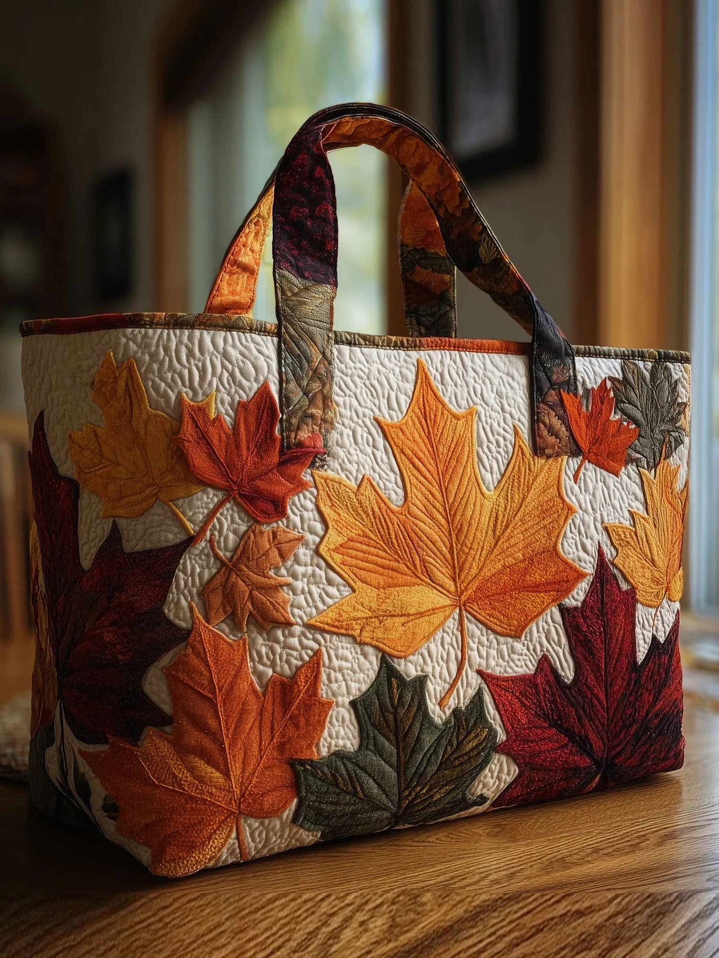 Maple Leaves Quilted Tote Bag