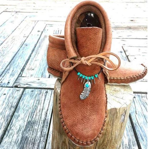 (👢LAST DAY 75% OFF)2024 Short Tube Orthopedic Boots For Women With Feather
