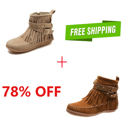 LAST DAY 75% OFF——2024 autumn and winter rivet tassel moccasin boots