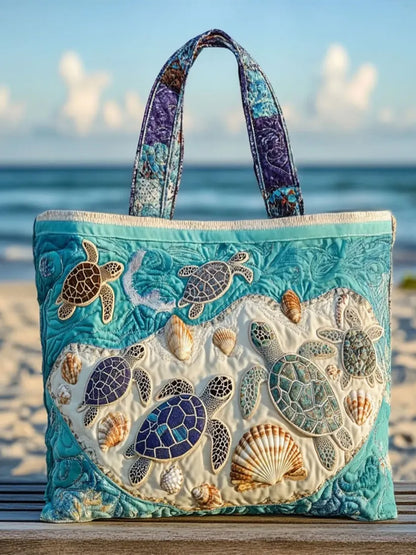 Different Turtles Quilted Tote Bag