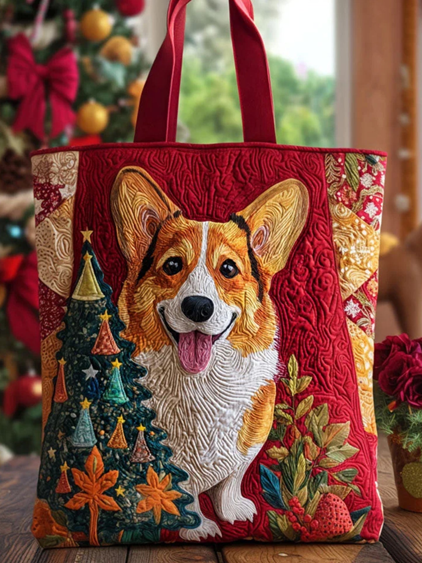 Christmas  Animal Dog  Quilted Tote Bag