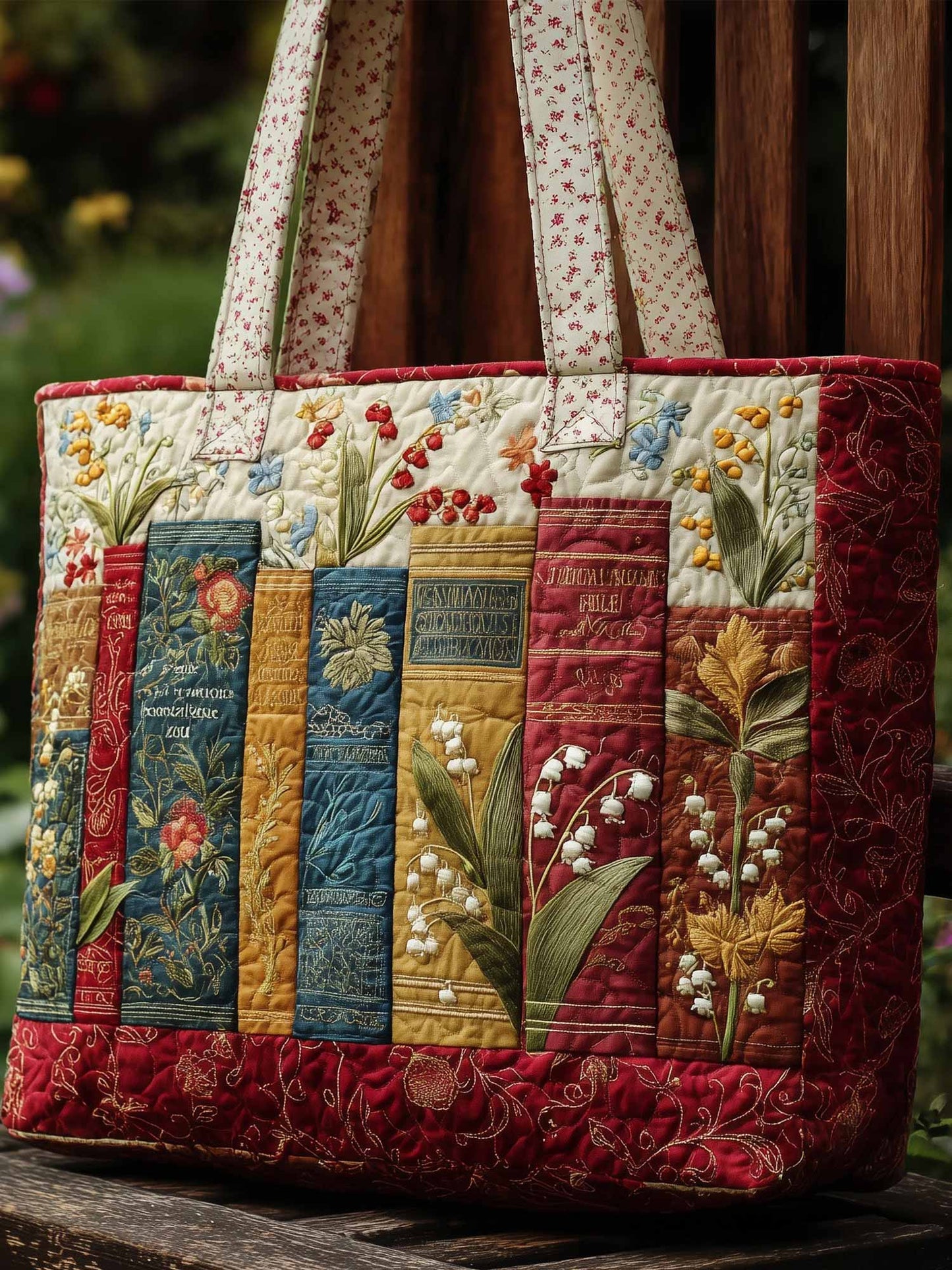 Vintage Bookworm Quilted Tote Bag