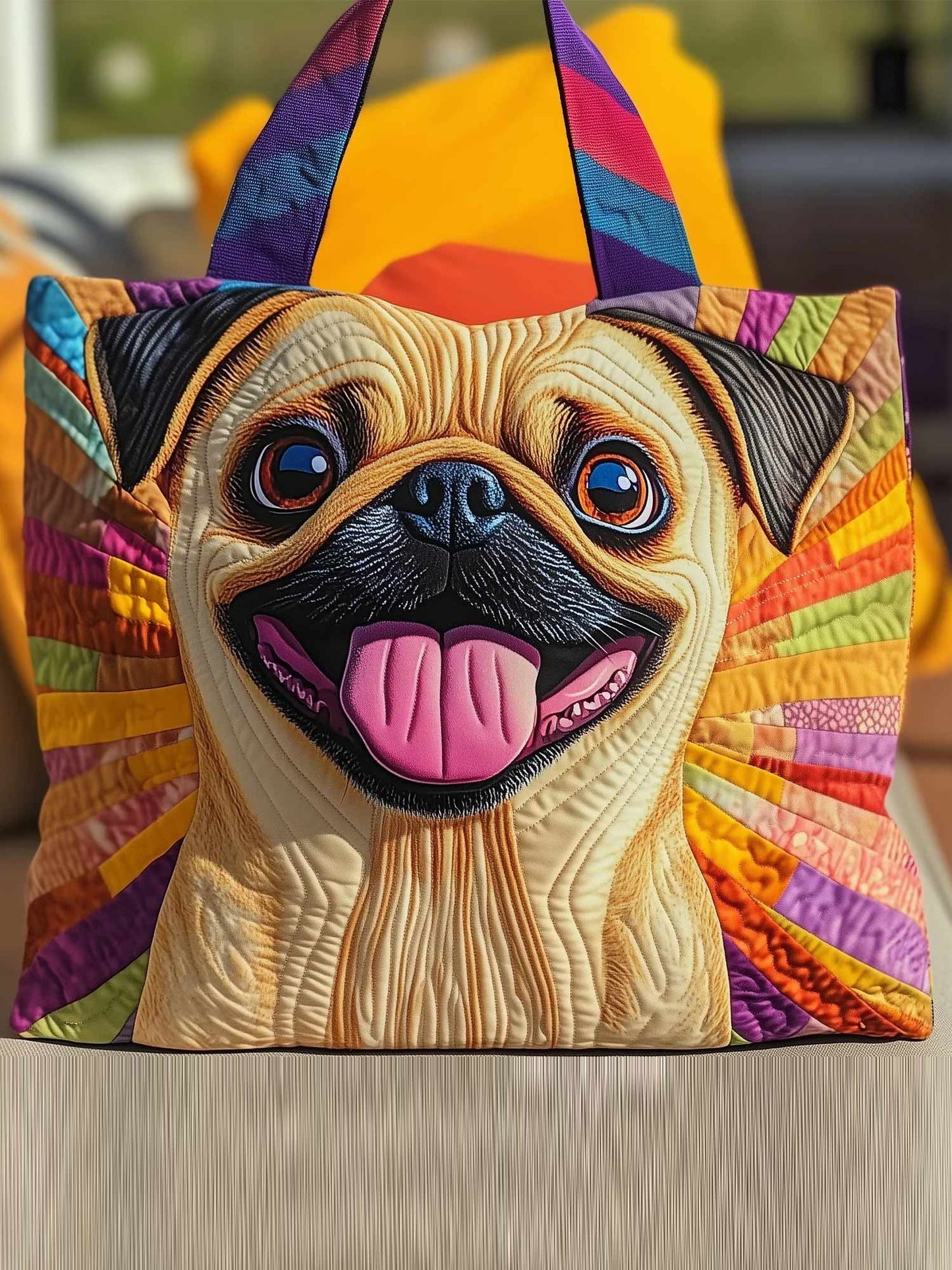 Adorable Pug Quilted Tote Bag