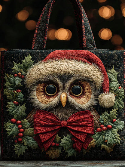 Christmas   Owl  Print Quilted Tote Bag