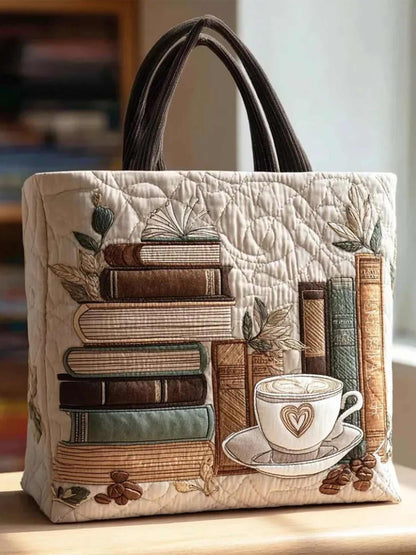 Coffee Chapter Quilted Tote Bag