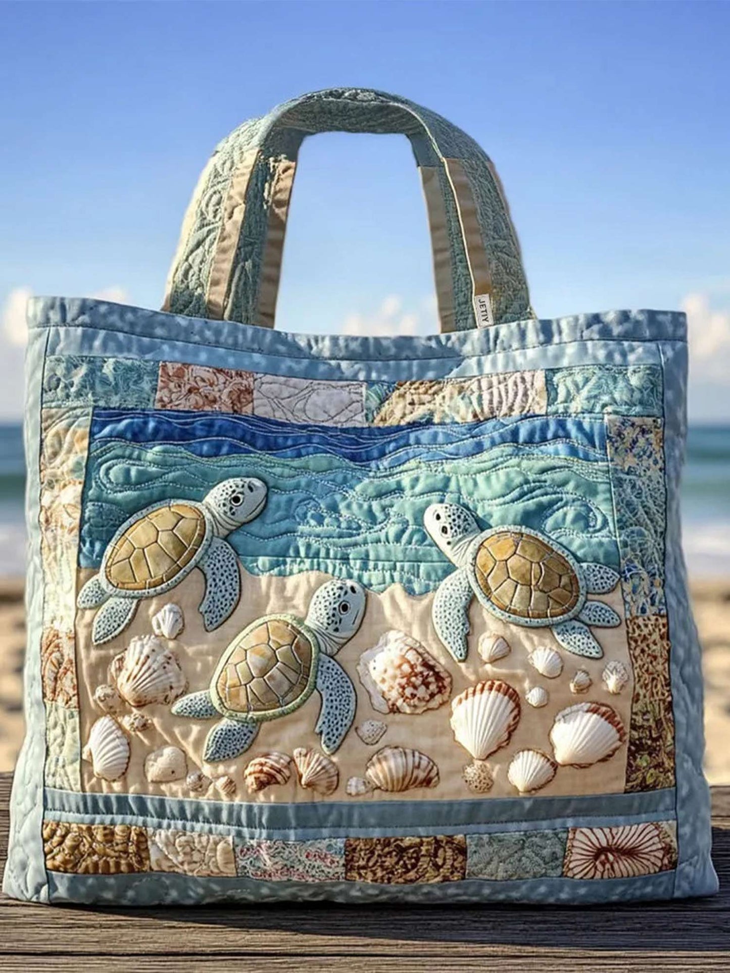 Turtle Quilted Tote Bag
