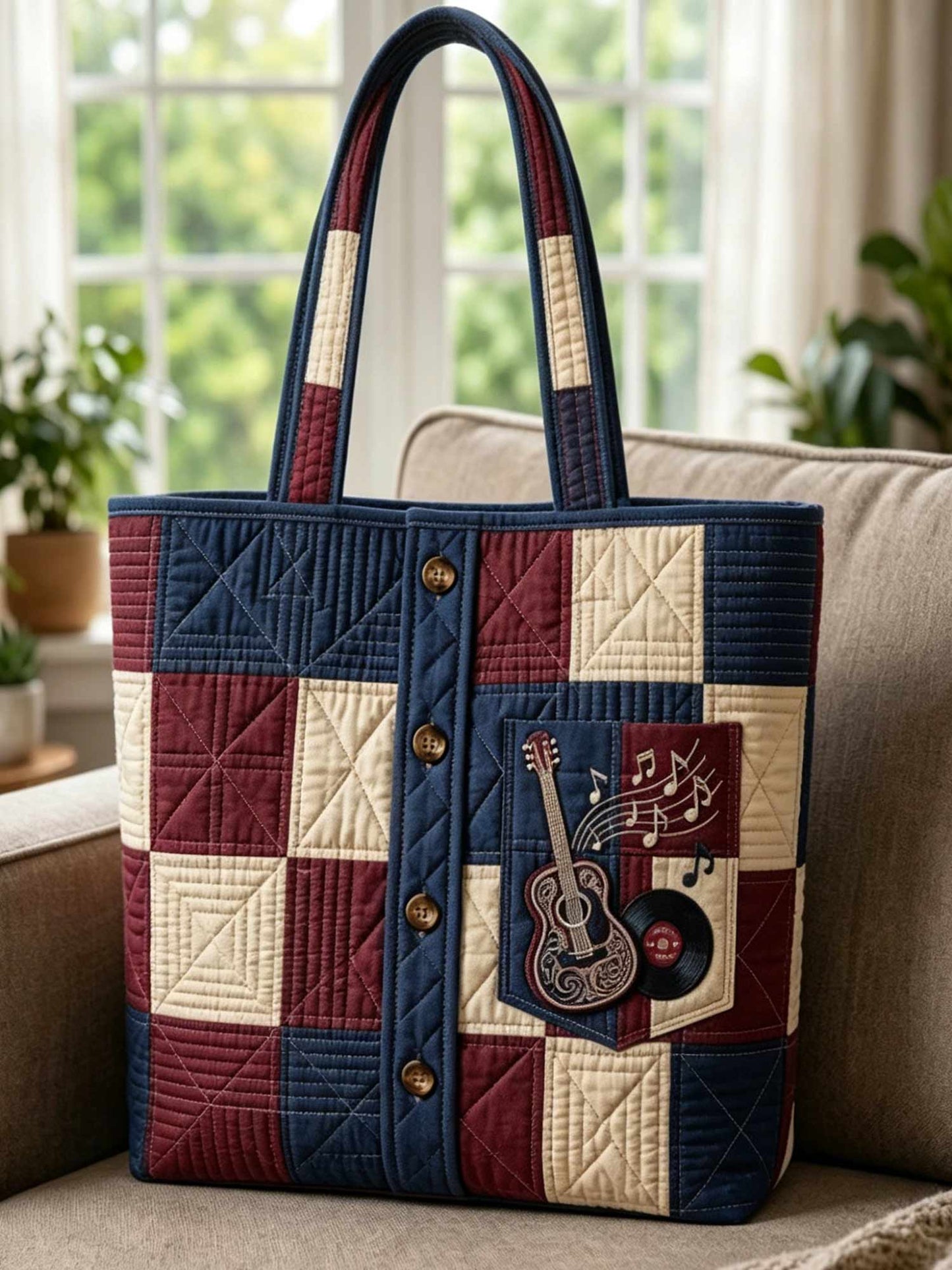Music Vibe Shirt Quilted Tote Bag