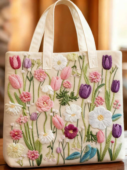 Gorgeous Flowers Quilted Tote Bag