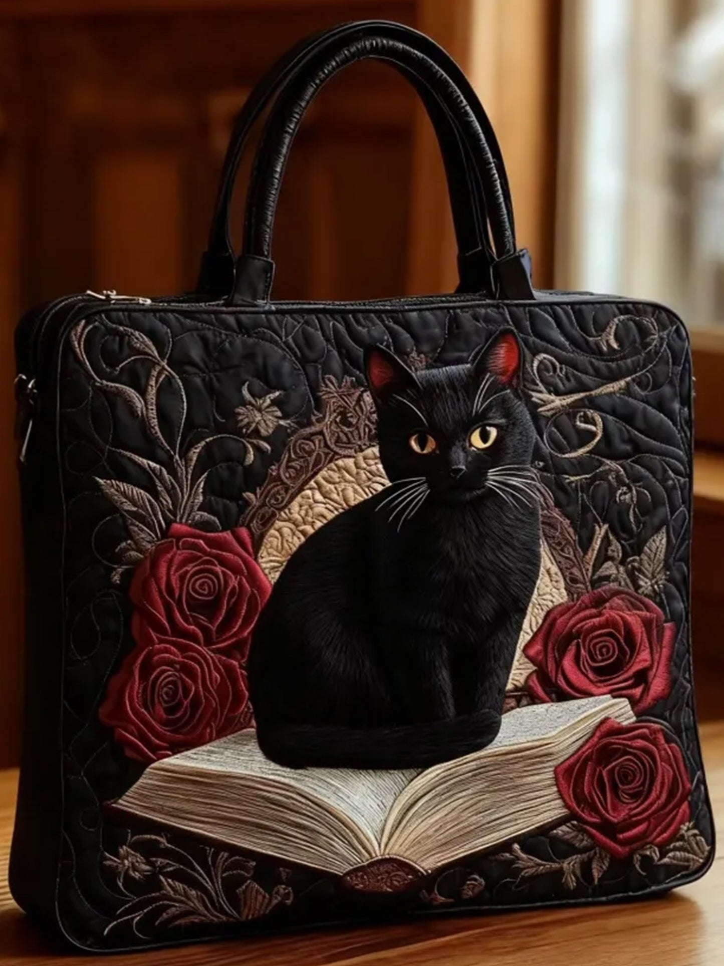 Christmas  Plants  Roses    Animals  Cat    Quilted Tote Bag