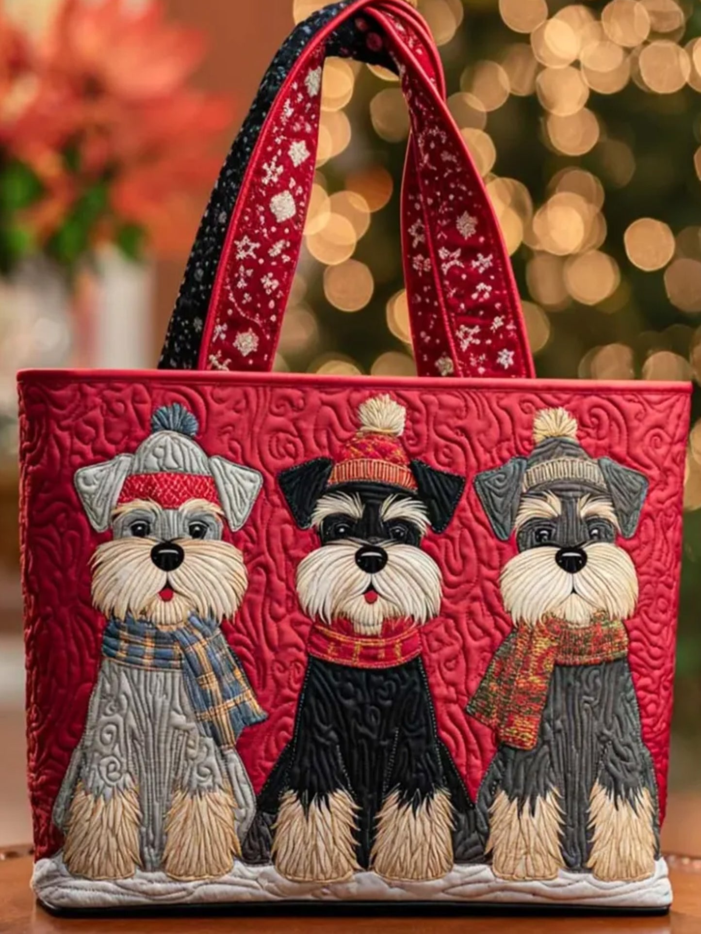 Christmas     Animals  dog     Quilted Tote Bag