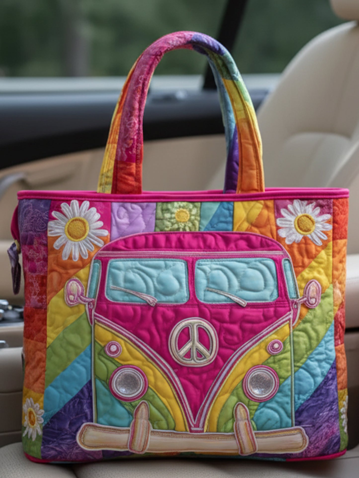 Hippie Journey Quilted Tote Bag