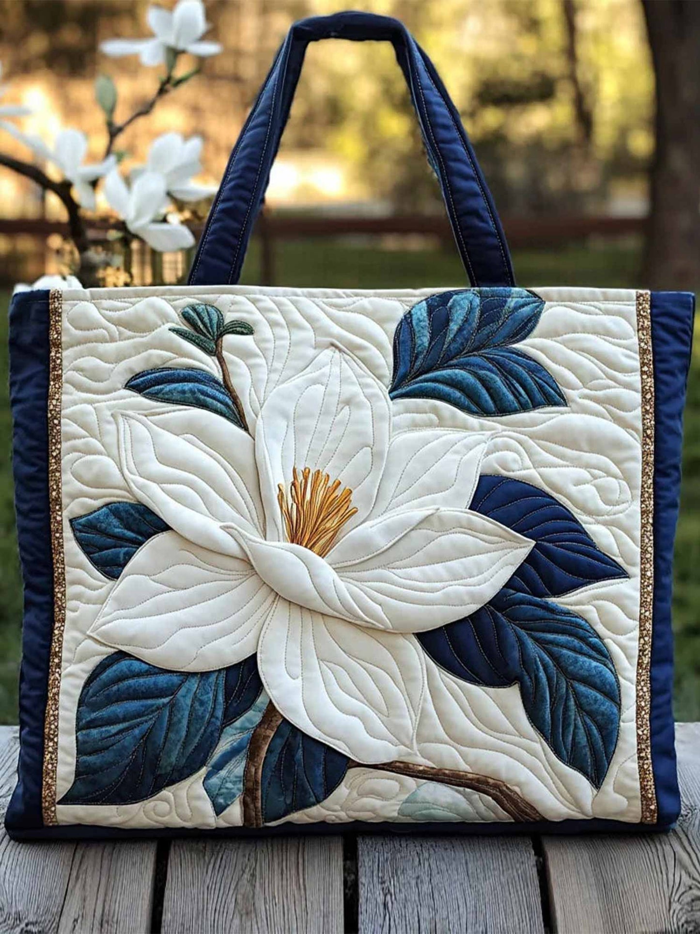 Magnolia Fantasy Quilted Tote Bag