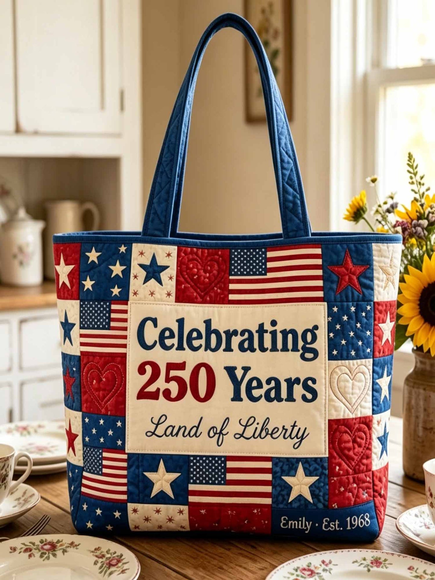 Land Liberty Quilted Tote Bag