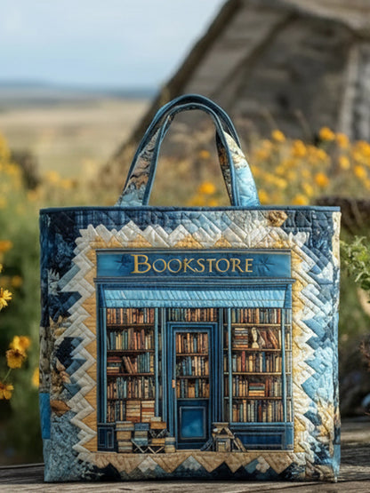 Charming Bookstore Quilted Tote Bag