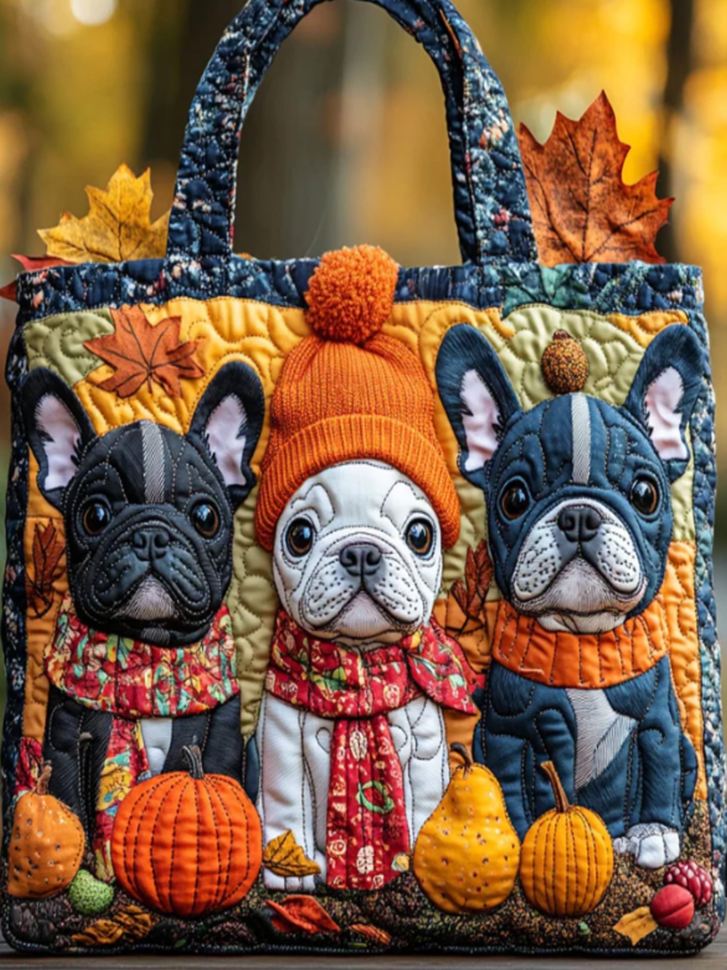 Animal  Plant  Falling For Frenchie  Quilted Tote Bag