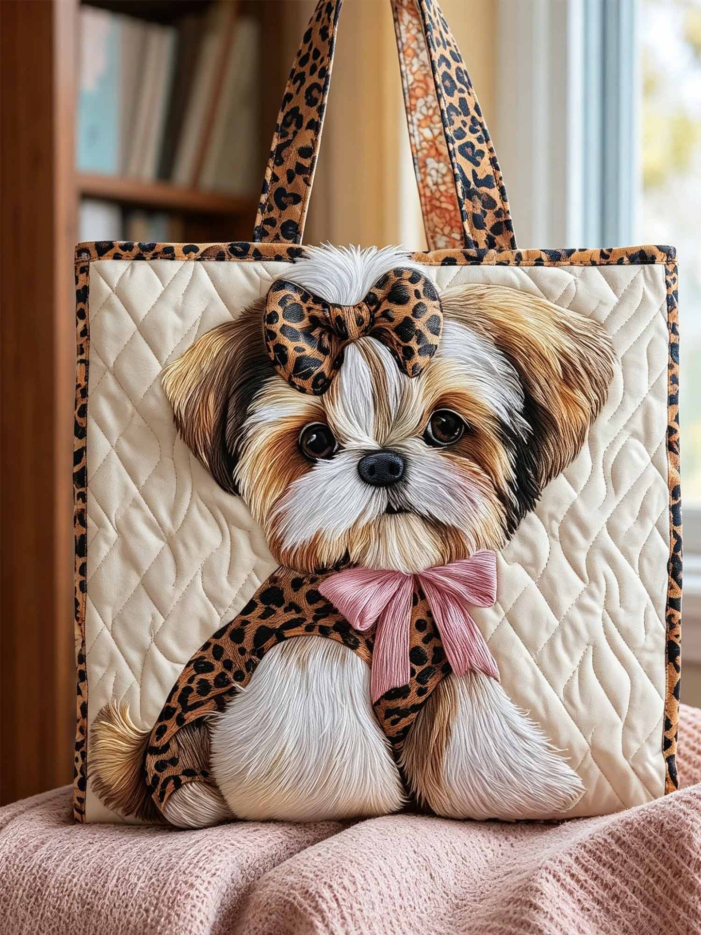 Adorable Shih Tzu Quilted Tote Bag