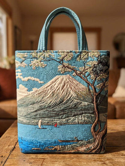 Ukiyo-E Of Mount Fuji Quilted Tote Bag
