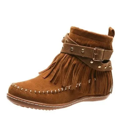 LAST DAY 75% OFF——2024 autumn and winter rivet tassel moccasin boots