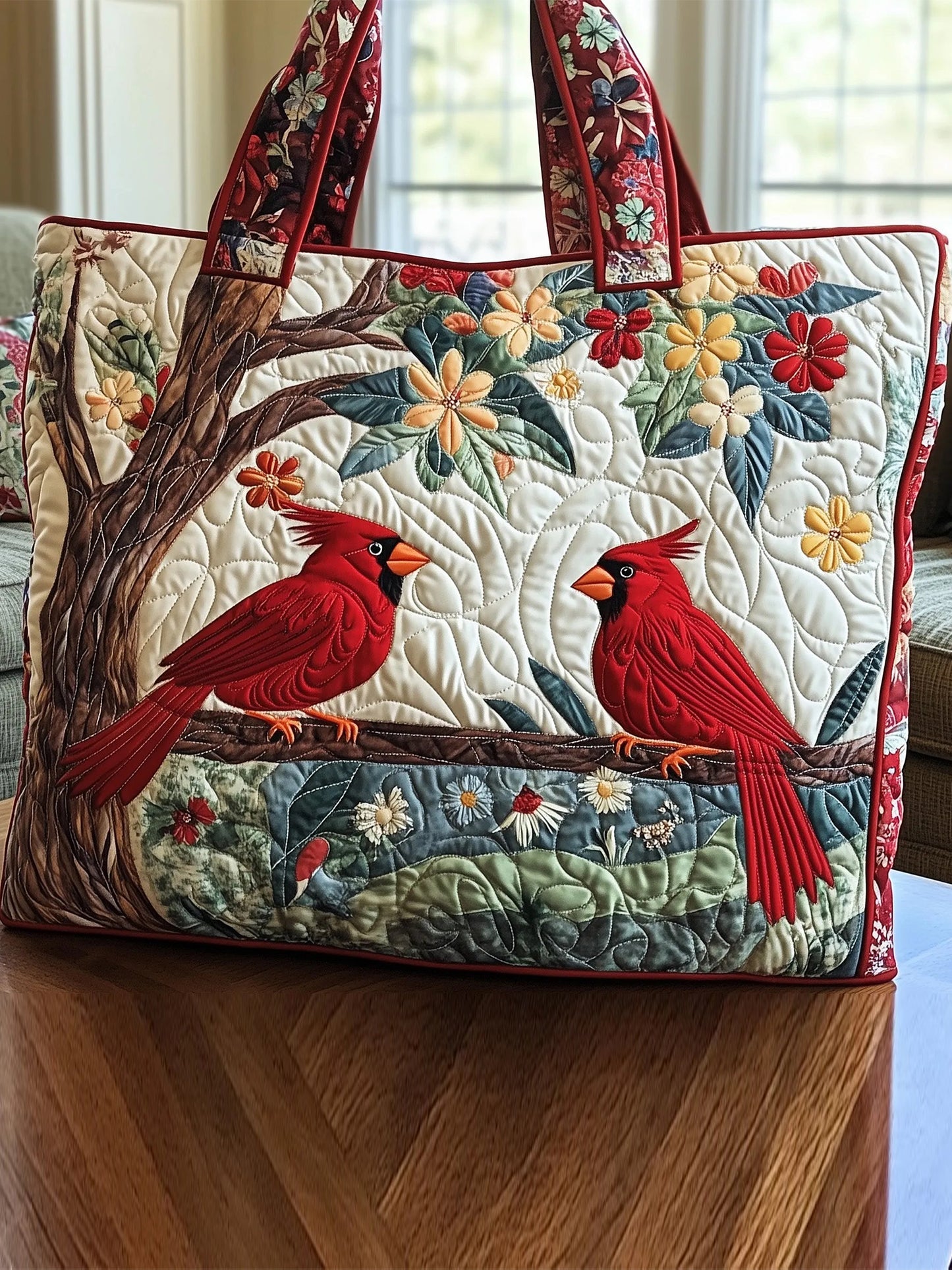 Cardinal Love Quilted Tote Bag