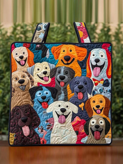 Cheerful Pup  Quilted Tote Bag