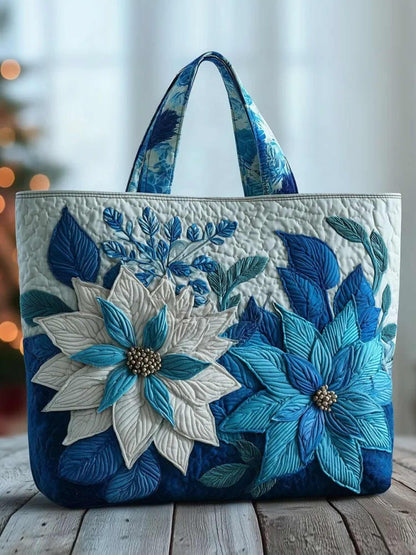 Blue flower pattern  Quilted Tote Bag