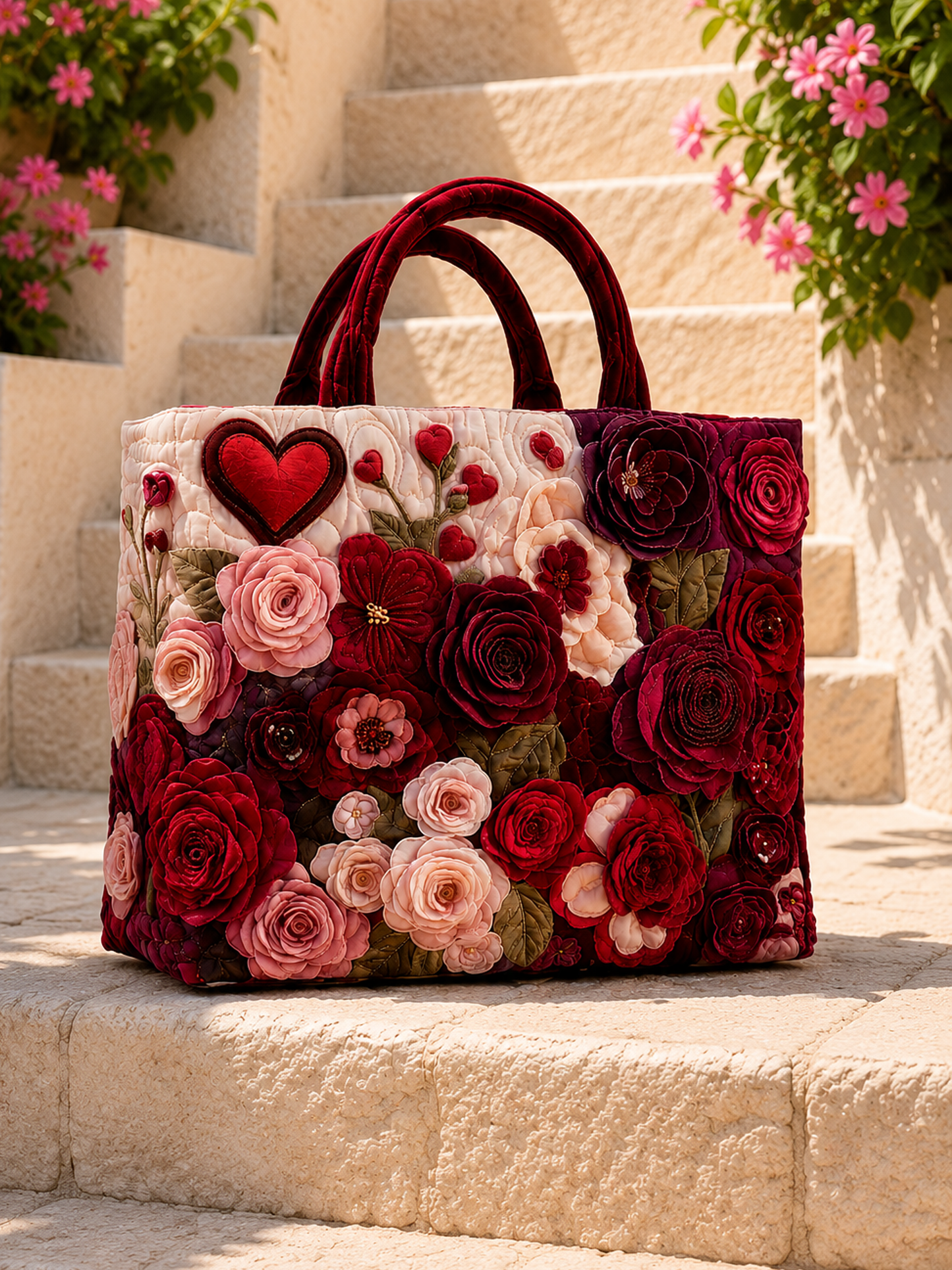 Love Rose Quilted Tote Bag