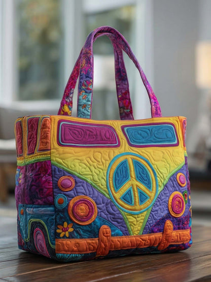 Hippie Van Quilted Tote Bag