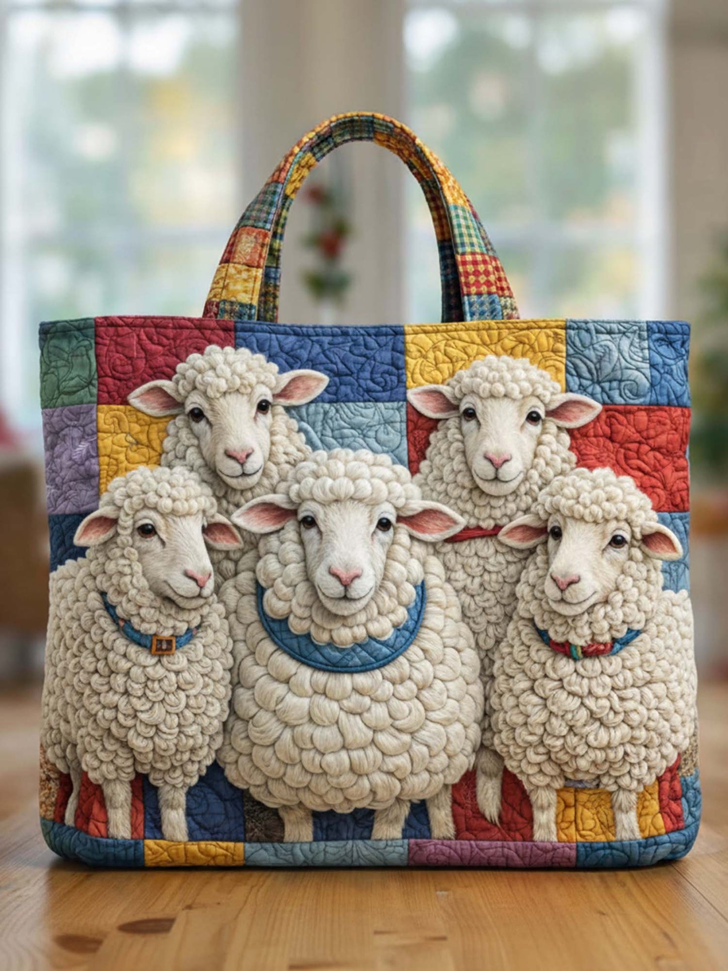 Funky Sheep Quilted Tote Bag