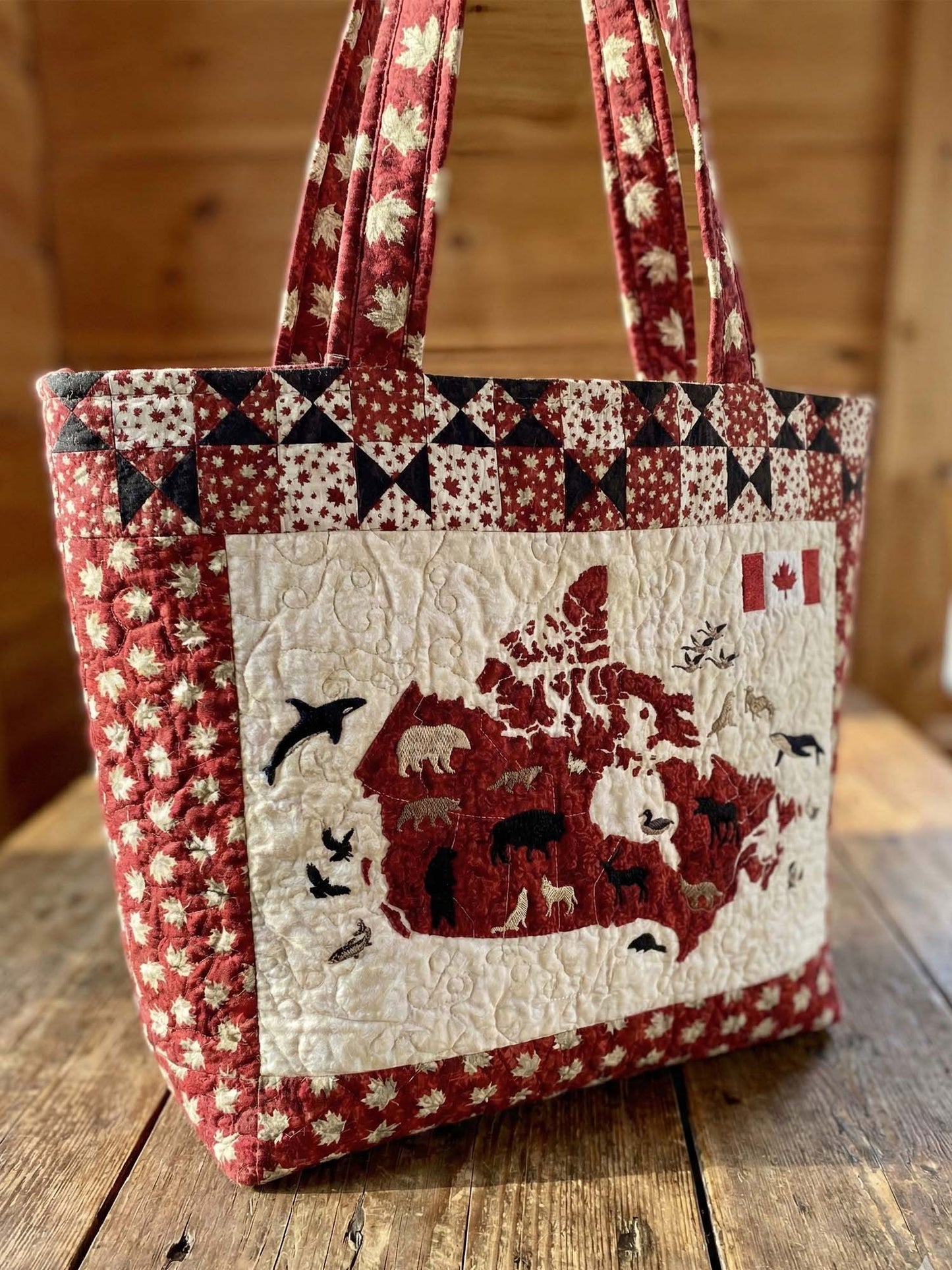 Canadian Maple Leaf Quilted Tote Bag
