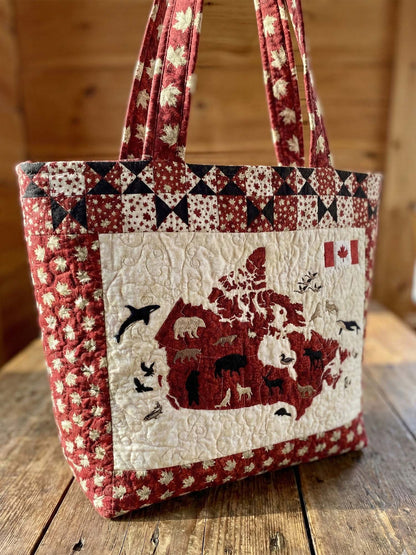 Canadian Maple Leaf Quilted Tote Bag