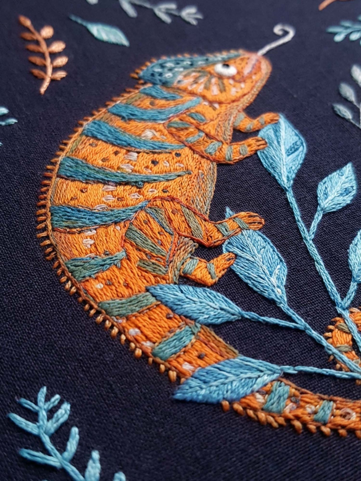 Leaves And Chameleons Quilted Tote Bag