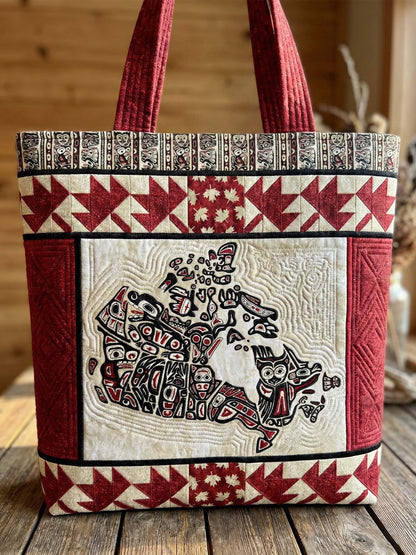 Canadian Maple Leaf Quilted Tote Bag