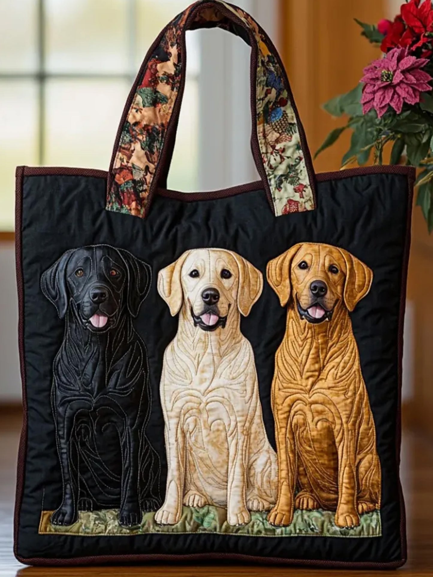 Christmas  Animals  Dogs   Print  Quilted Tote Bag