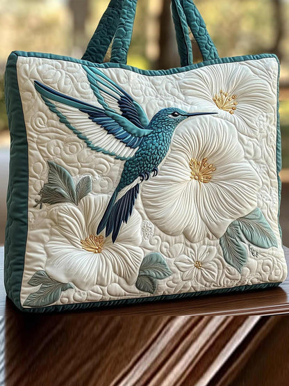 Elegance Hummingbird Quilted Tote Bag