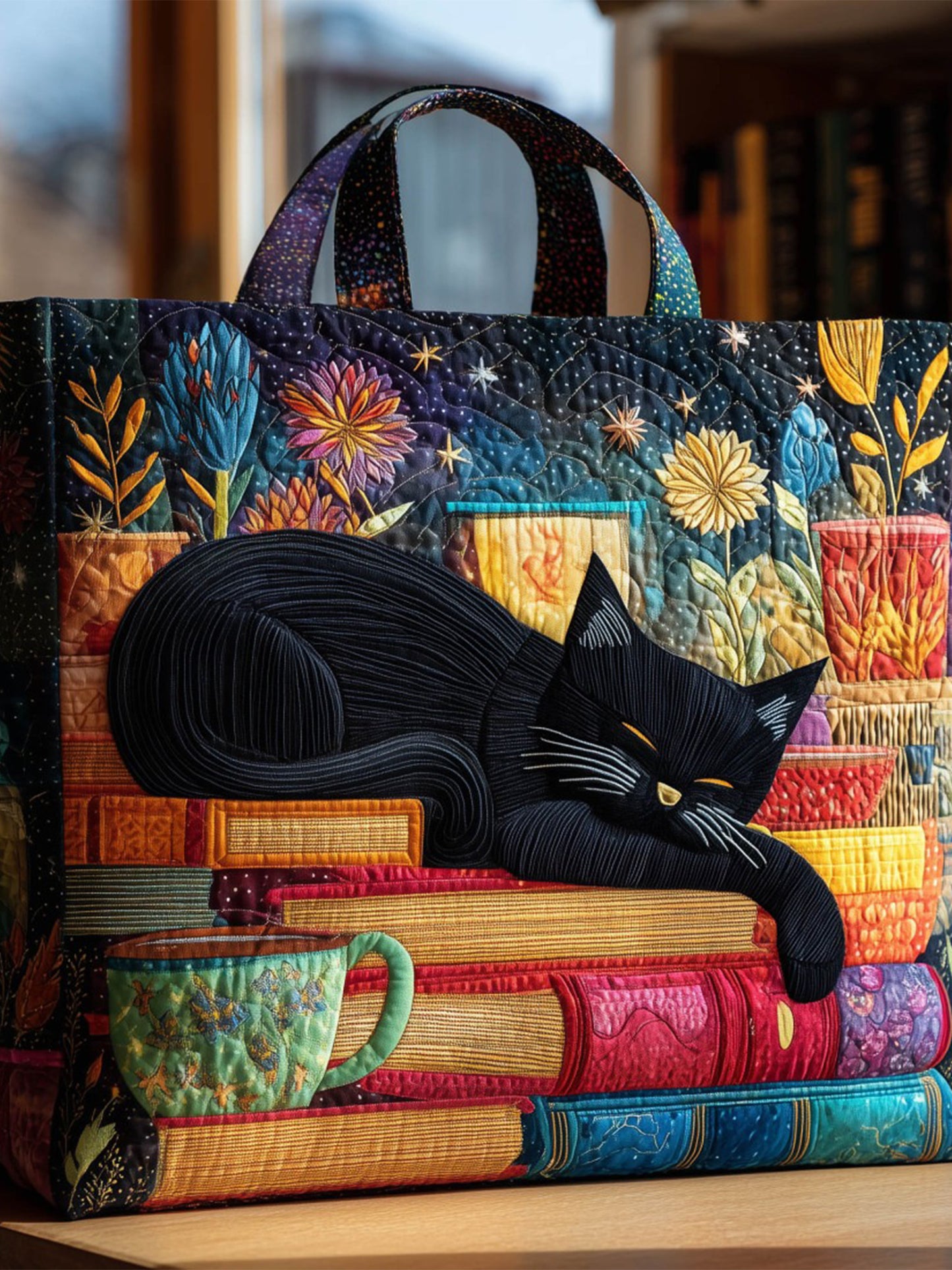 Cat  Quilted Tote Bag