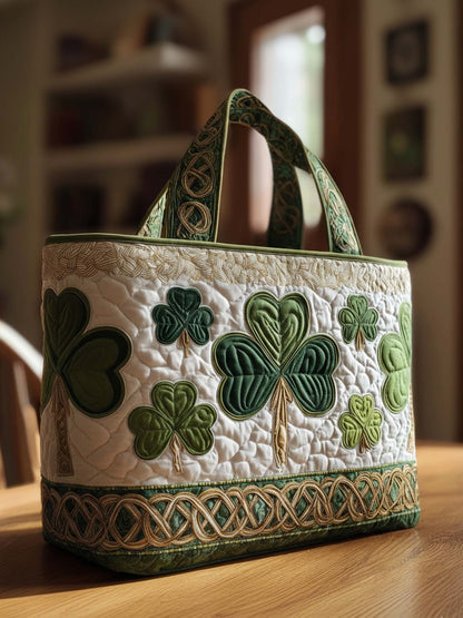 Irish Shamrock Quilted Tote Bag