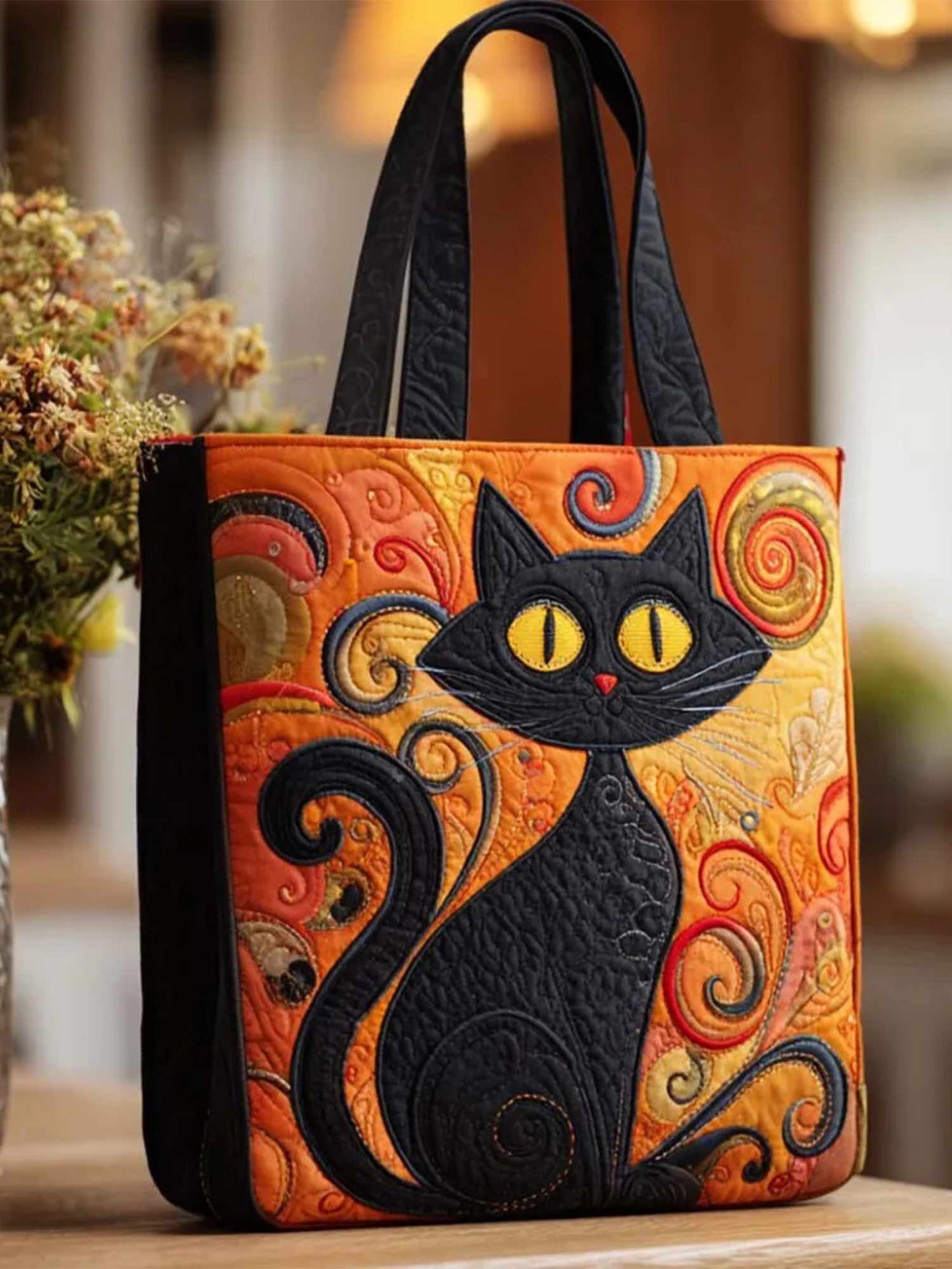 Feline Magic Quilted Tote Bag
