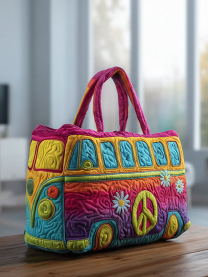 Hippie Van Quilted Tote Bag