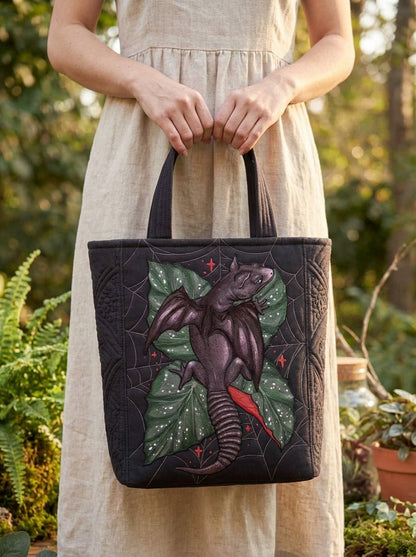 Gecko Dragon Quilted Tote Bag