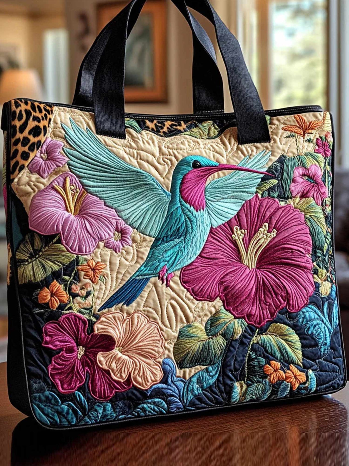 Hummingbird Garden Quilted Tote Bag