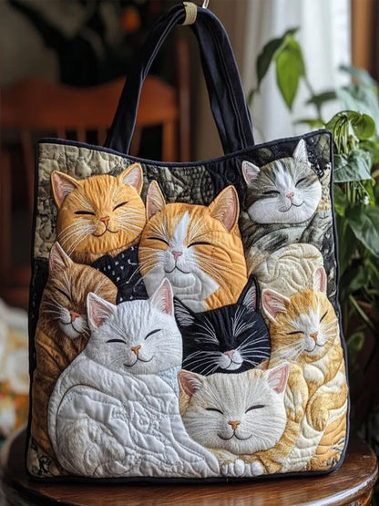 Cat  Quilted Tote Bag