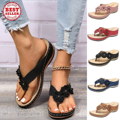 Women’s Orthopedic Arch Support Flowers Clip Toe Sandals