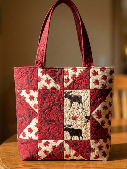 Canadian Maple Leaf Quilted Tote Bag
