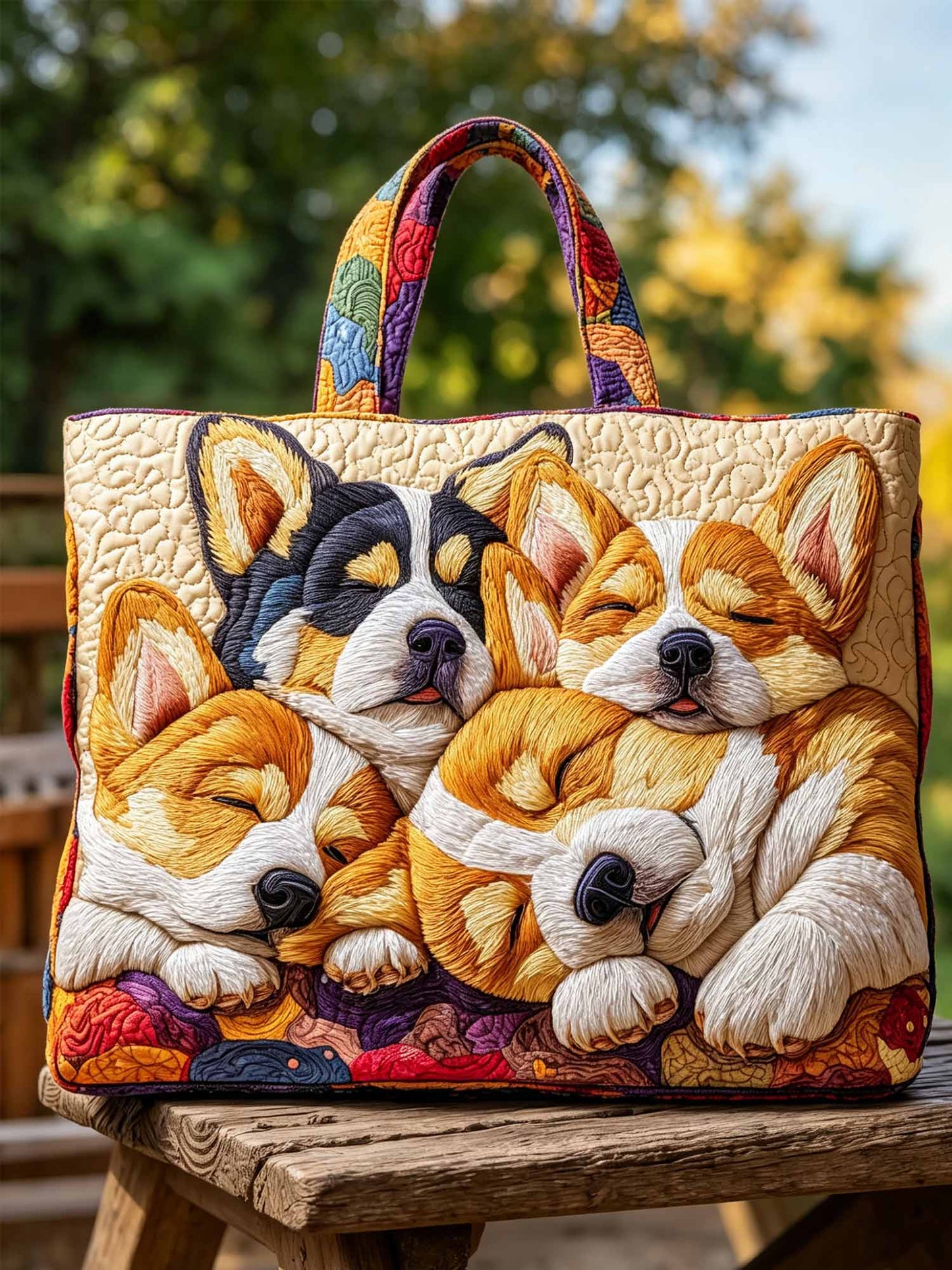 Corgi Dream Quilted Tote Bag