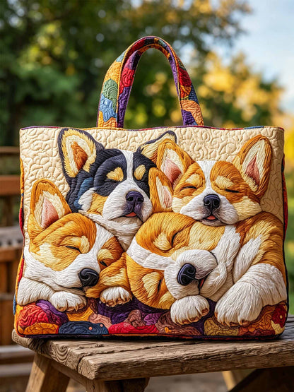 Corgi Dream Quilted Tote Bag
