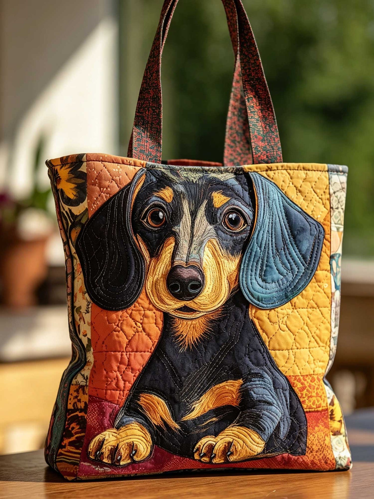 Adorable Dachshund Quilted Tote Bag