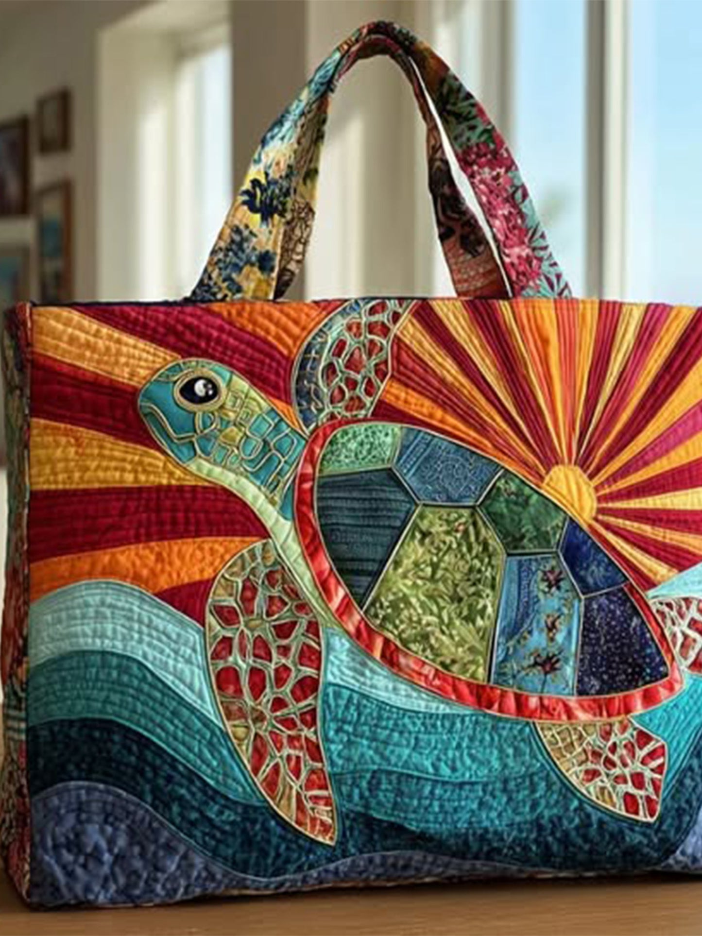 Animal  Sea turtle  Print  Quilted Tote Gag